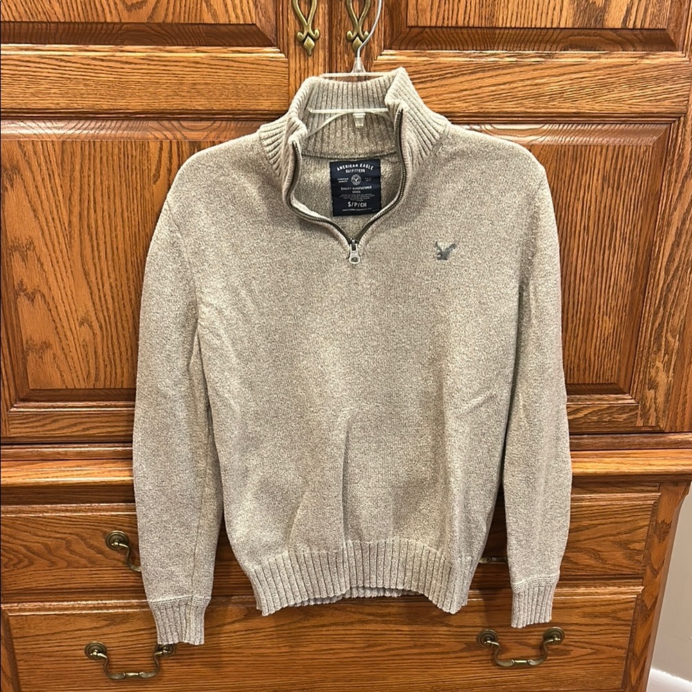 American Eagle Outfitters Tan Zip Up Sweater